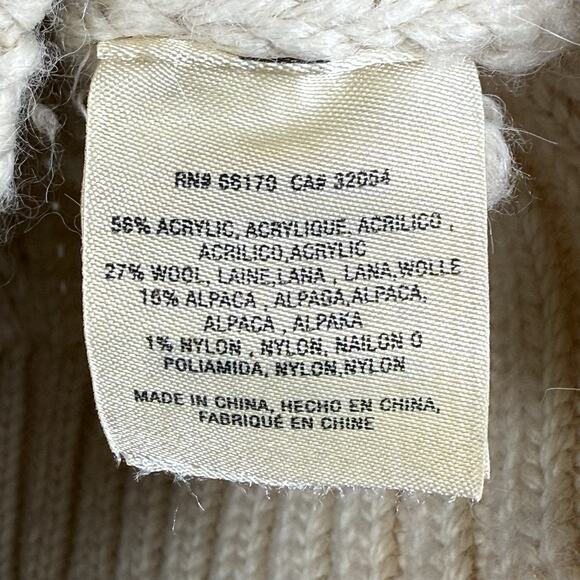 Anthropologie Moto Fringe Cream Cable Knit Cardigan size M - Picture 8 of 11